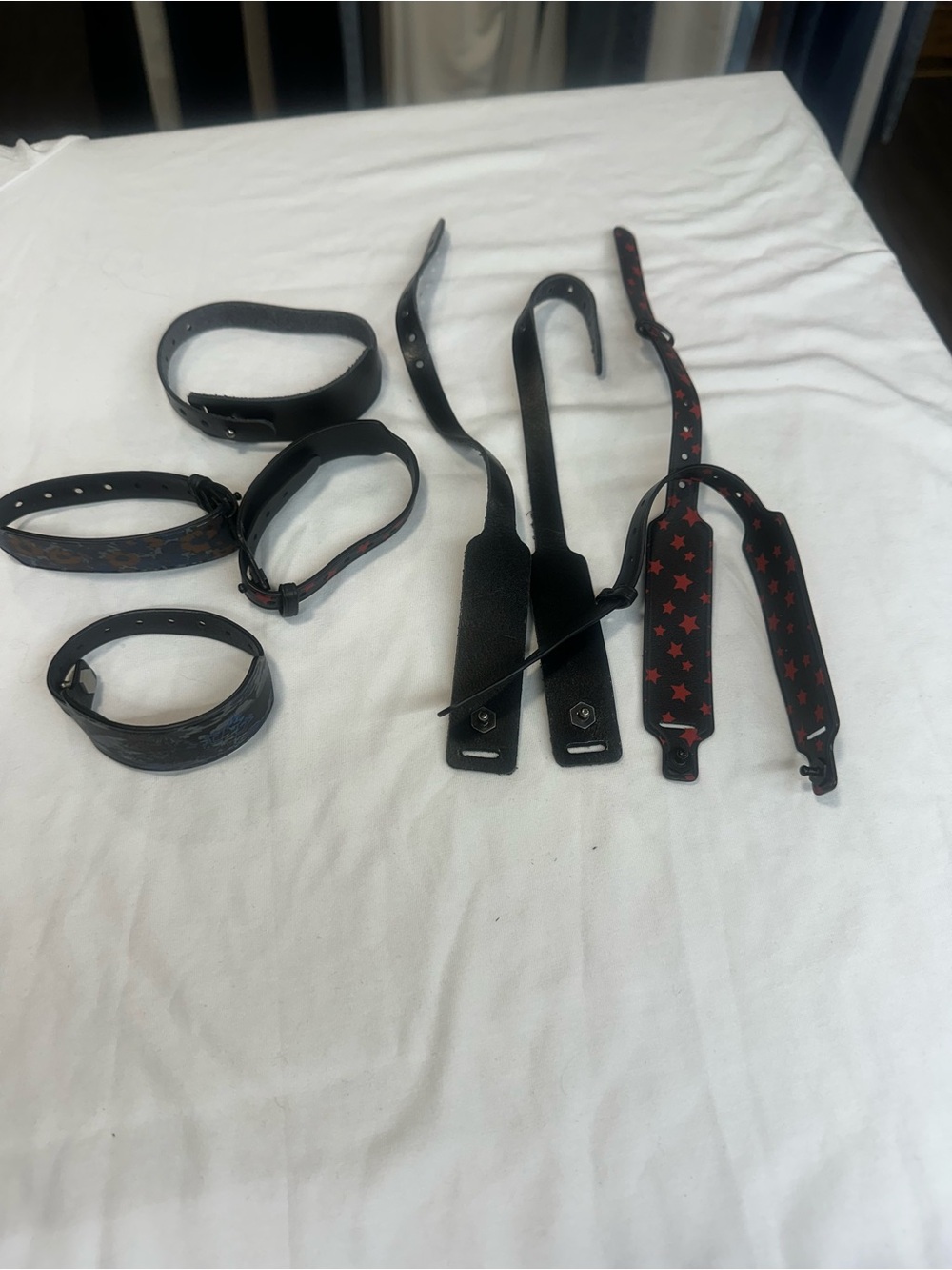 Coach Leather Guitar Strap Lot - Black & Red Star Design Straps. 8 pc